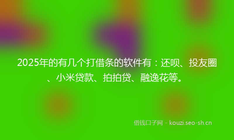 2025年的有几个打借条的软件有：还呗、投友圈、小米贷款、拍拍贷、融逸花等。