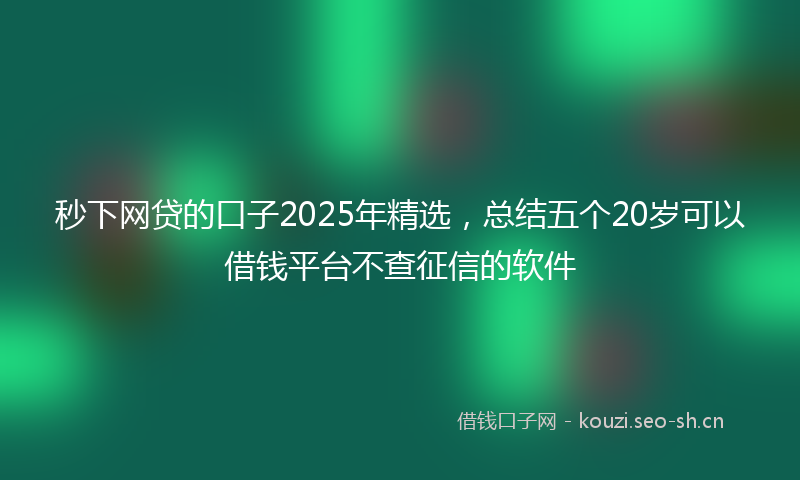 秒下网贷的口子2025年精选，总结五个20岁可以借钱平台不查征信的软件
