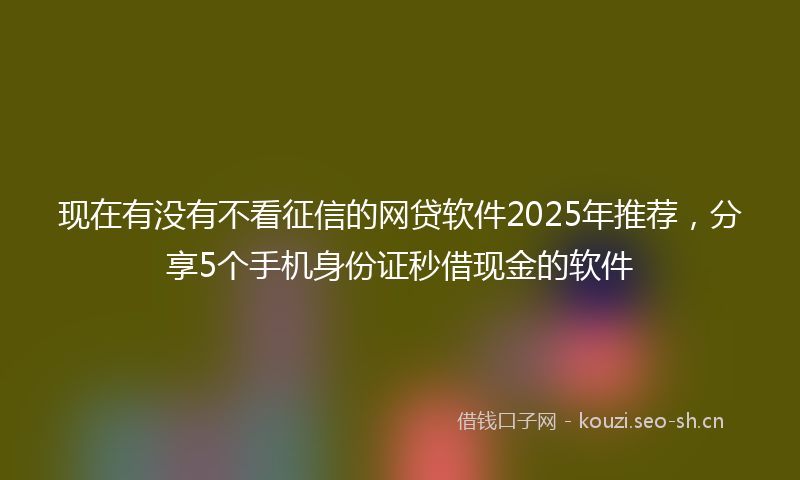 现在有没有不看征信的网贷软件2025年推荐,分享5个手机身份证秒借现金的软件