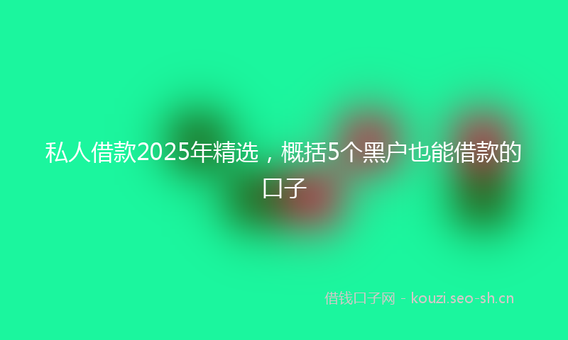 私人借款2025年精选，概括5个黑户也能借款的口子