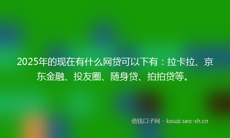 2025年的现在有什么网贷可以下有：拉卡拉、京东金融、投友圈、随身贷、拍拍贷等。
