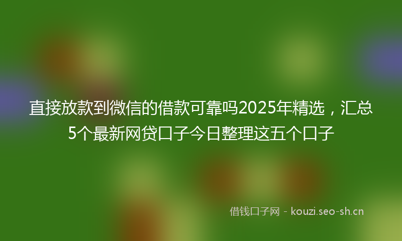 直接放款到微信的借款可靠吗2025年精选，汇总5个最新网贷口子今日整理这五个口子