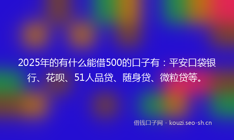 2025年的有什么能借500的口子有：平安口袋银行、花呗、51人品贷、随身贷、微粒贷等。