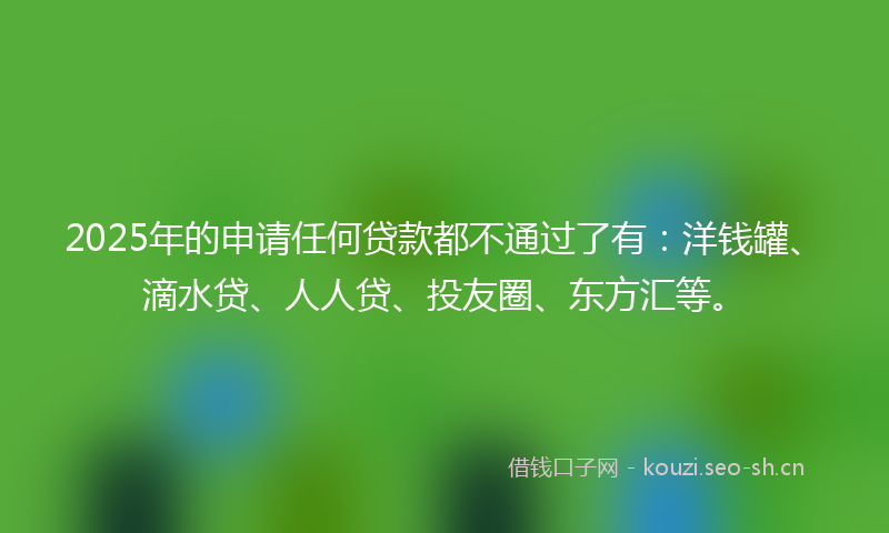 2025年的申请任何贷款都不通过了有：洋钱罐、滴水贷、人人贷、投友圈、东方汇等。