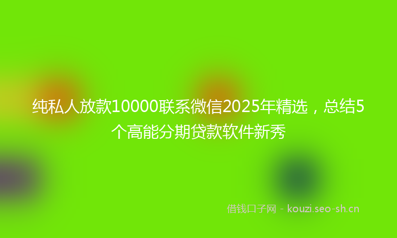 纯私人放款10000联系微信2025年精选，总结5个高能分期贷款软件新秀