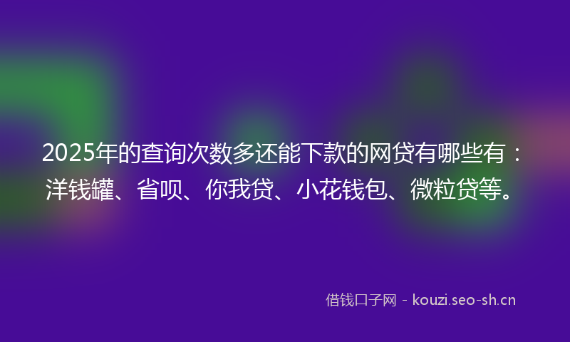 2025年的查询次数多还能下款的网贷有哪些有：洋钱罐、省呗、你我贷、小花钱包、微粒贷等。