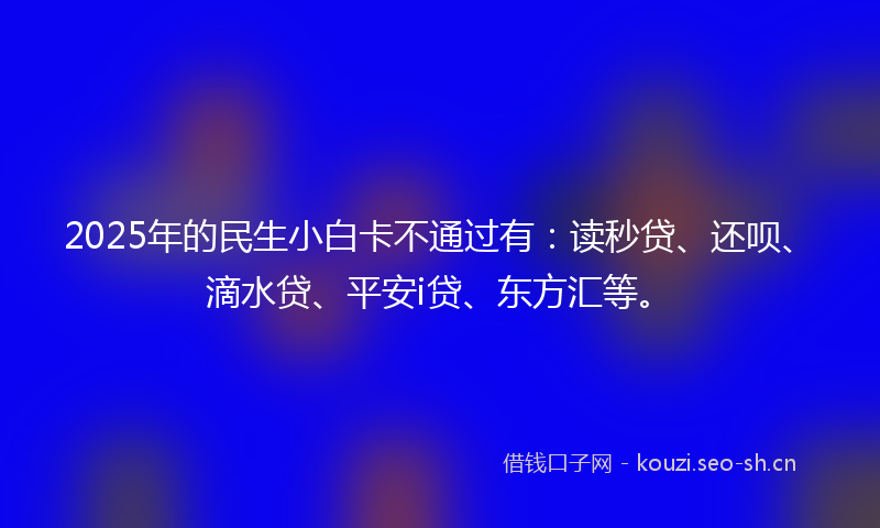 2025年的民生小白卡不通过有：读秒贷、还呗、滴水贷、平安i贷、东方汇等。