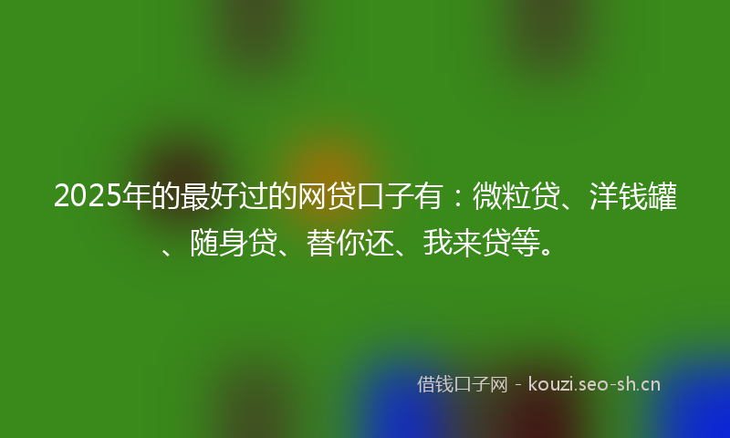 2025年的最好过的网贷口子有：微粒贷、洋钱罐、随身贷、替你还、我来贷等。