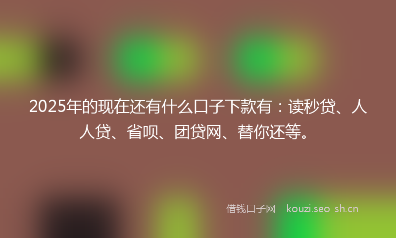 2025年的现在还有什么口子下款有：读秒贷、人人贷、省呗、团贷网、替你还等。