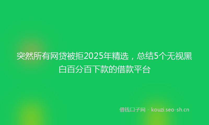 突然所有网贷被拒2025年精选，总结5个无视黑白百分百下款的借款平台