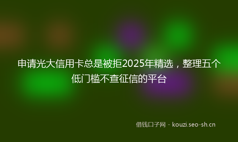 申请光大信用卡总是被拒2025年精选，整理五个低门槛不查征信的平台