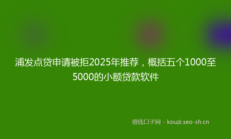 浦发点贷申请被拒2025年推荐，概括五个1000至5000的小额贷款软件