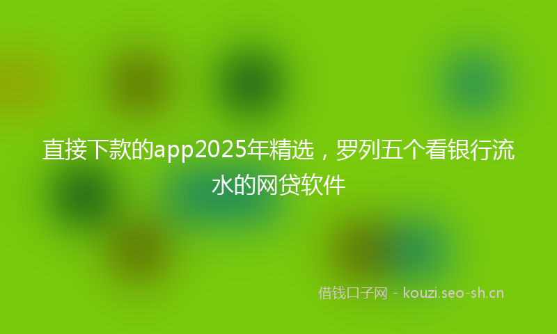 直接下款的app2025年精选，罗列五个看银行流水的网贷软件