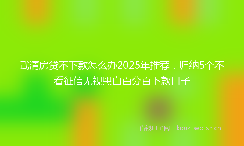 武清房贷不下款怎么办2025年推荐，归纳5个不看征信无视黑白百分百下款口子