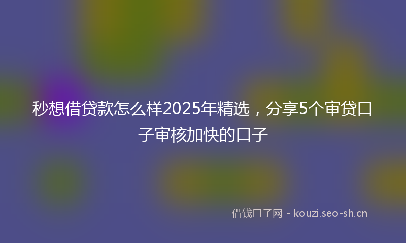 秒想借贷款怎么样2025年精选，分享5个审贷口子审核加快的口子