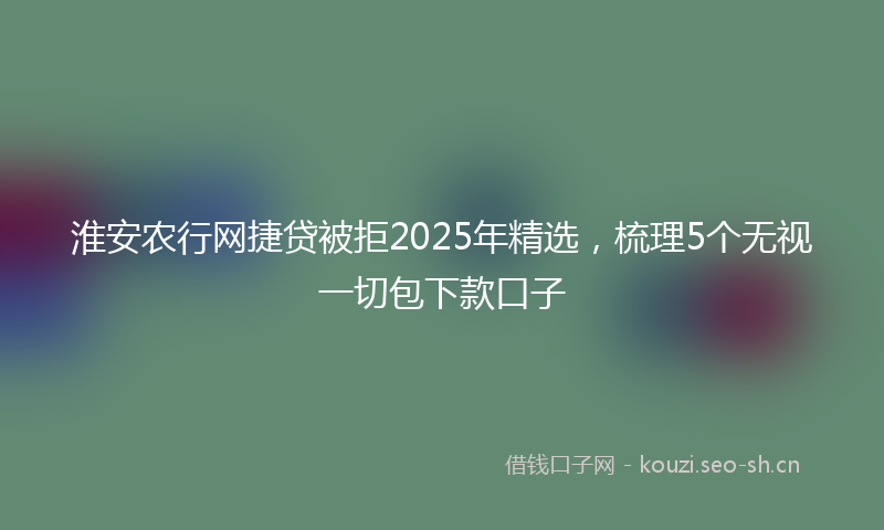 淮安农行网捷贷被拒2025年精选,梳理5个无视一切包下款口子