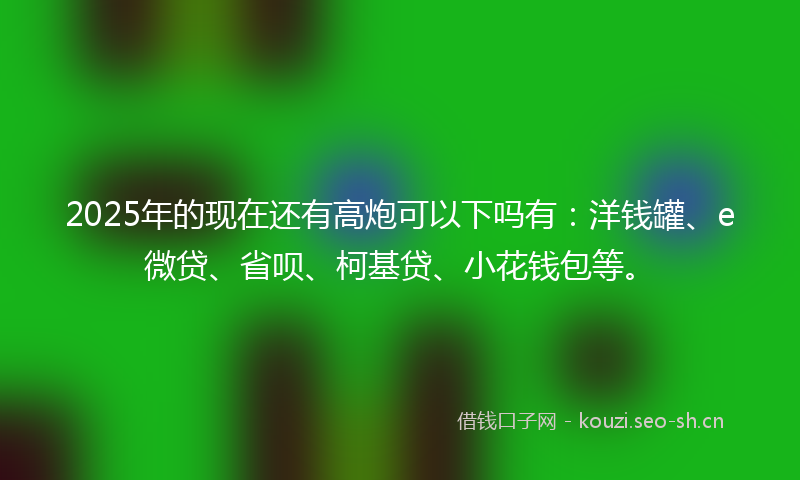 2025年的现在还有高炮可以下吗有:洋钱罐、e微贷、省呗、柯基贷、小花钱包等。
