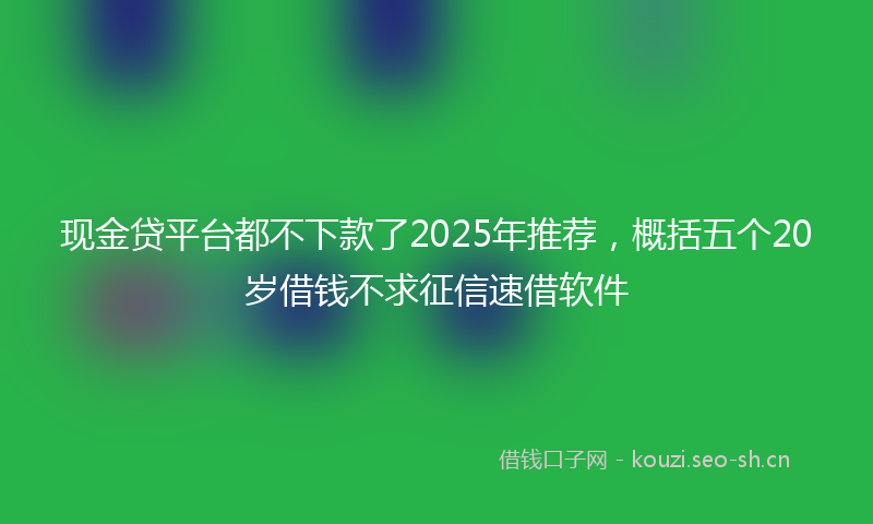 现金贷平台都不下款了2025年推荐，概括五个20岁借钱不求征信速借软件