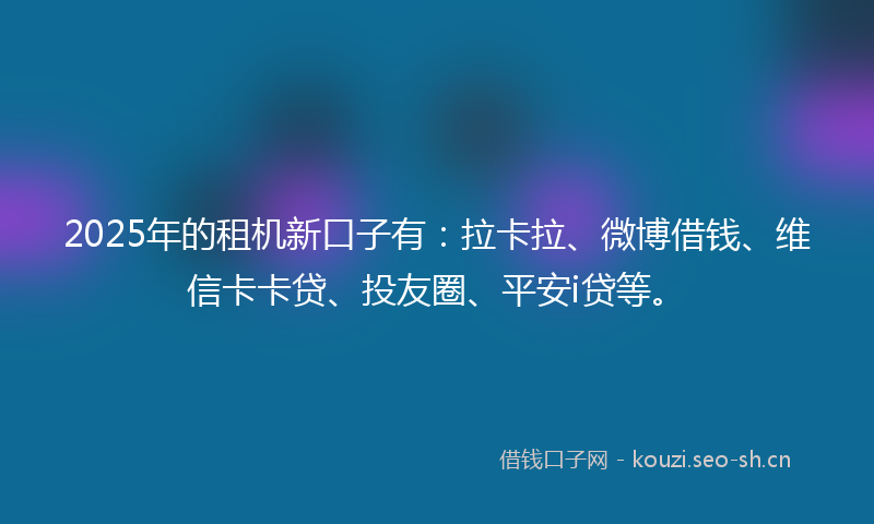2025年的租机新口子有：拉卡拉、微博借钱、维信卡卡贷、投友圈、平安i贷等。