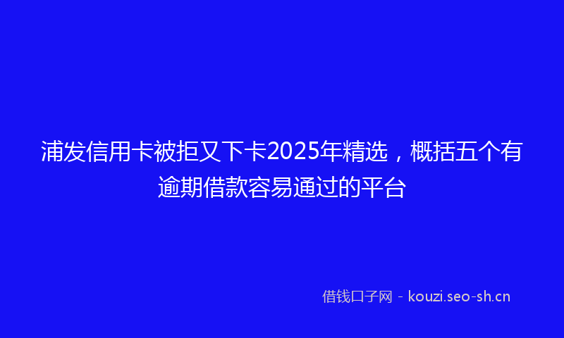 浦发信用卡被拒又下卡2025年精选，概括五个有逾期借款容易通过的平台