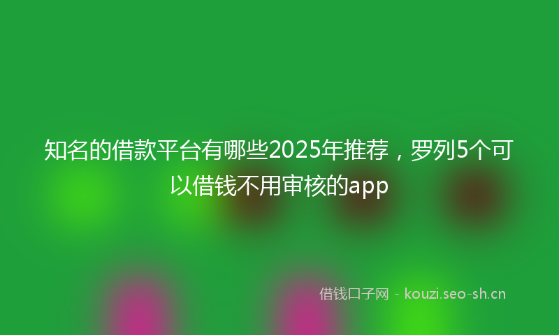 知名的借款平台有哪些2025年推荐，罗列5个可以借钱不用审核的app
