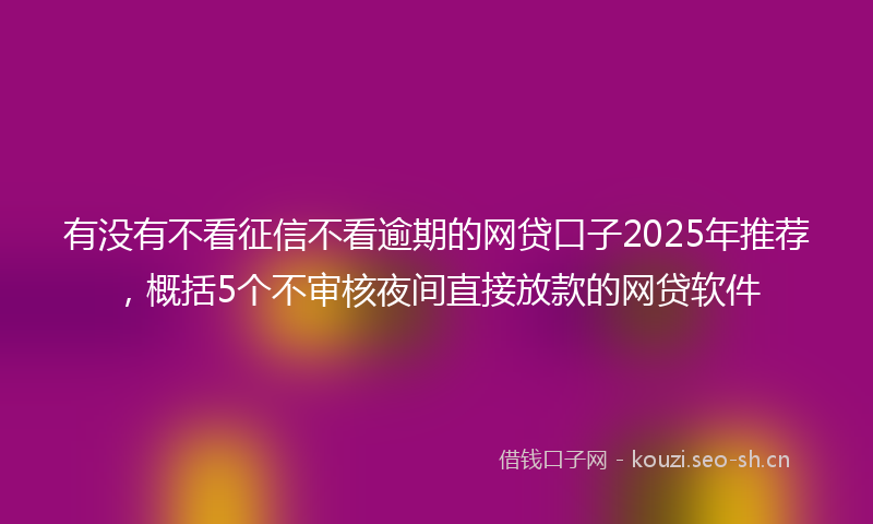 有没有不看征信不看逾期的网贷口子2025年推荐，概括5个不审核夜间直接放款的网贷软件