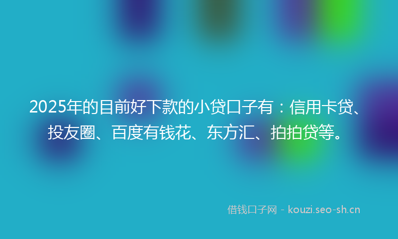 2025年的目前好下款的小贷口子有：信用卡贷、投友圈、百度有钱花、东方汇、拍拍贷等。