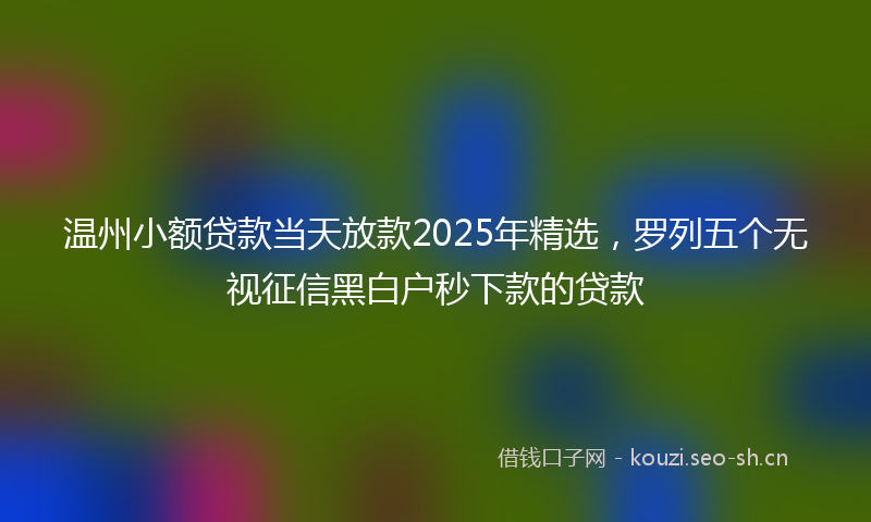 温州小额贷款当天放款2025年精选，罗列五个无视征信黑白户秒下款的贷款