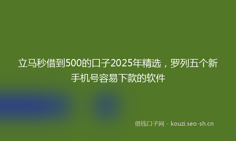 立马秒借到500的口子2025年精选，罗列五个新手机号容易下款的软件