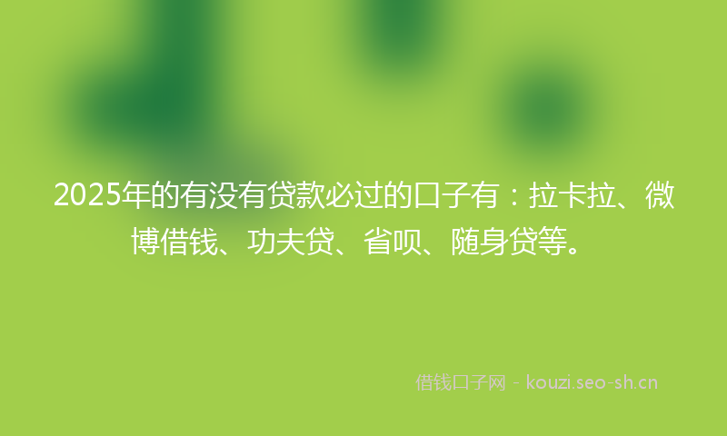 2025年的有没有贷款必过的口子有：拉卡拉、微博借钱、功夫贷、省呗、随身贷等。