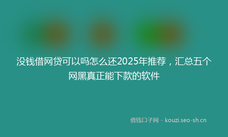 没钱借网贷可以吗怎么还2025年推荐，汇总五个网黑真正能下款的软件