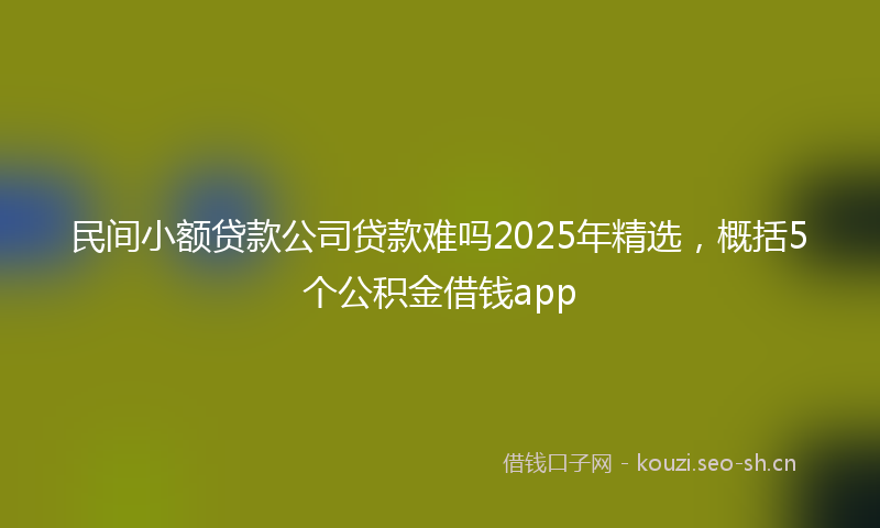 民间小额贷款公司贷款难吗2025年精选,概括5个公积金借钱app