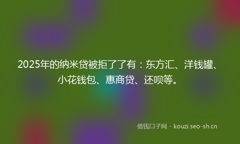 2025年的纳米贷被拒了了有:东方汇、洋钱罐、小花钱包、惠商贷、还呗等。