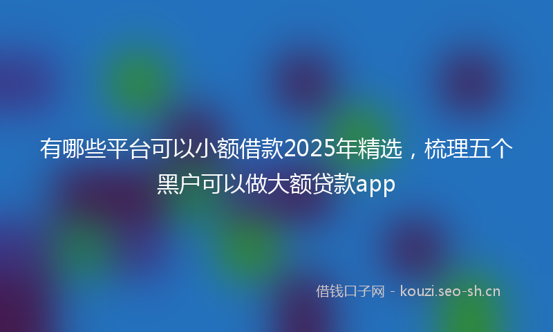 有哪些平台可以小额借款2025年精选，梳理五个黑户可以做大额贷款app