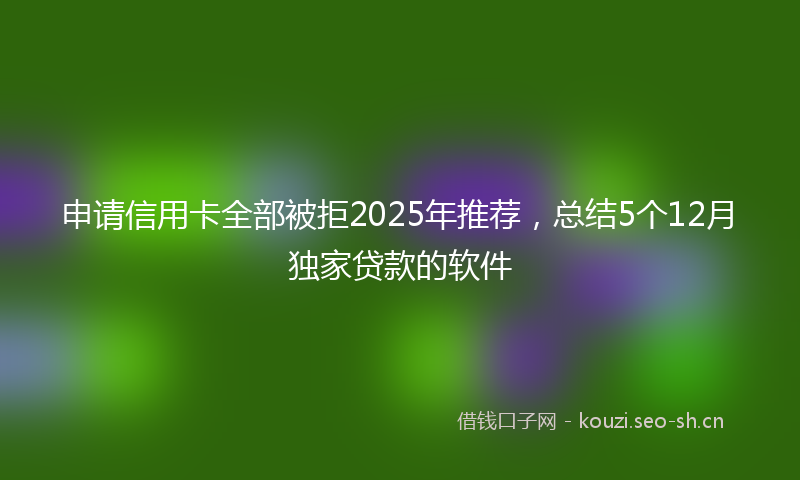 申请信用卡全部被拒2025年推荐，总结5个12月独家贷款的软件