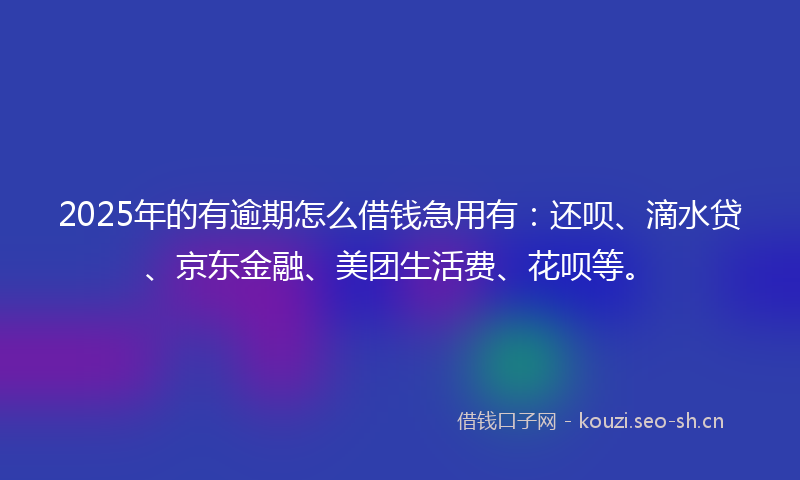 2025年的有逾期怎么借钱急用有：还呗、滴水贷、京东金融、美团生活费、花呗等。