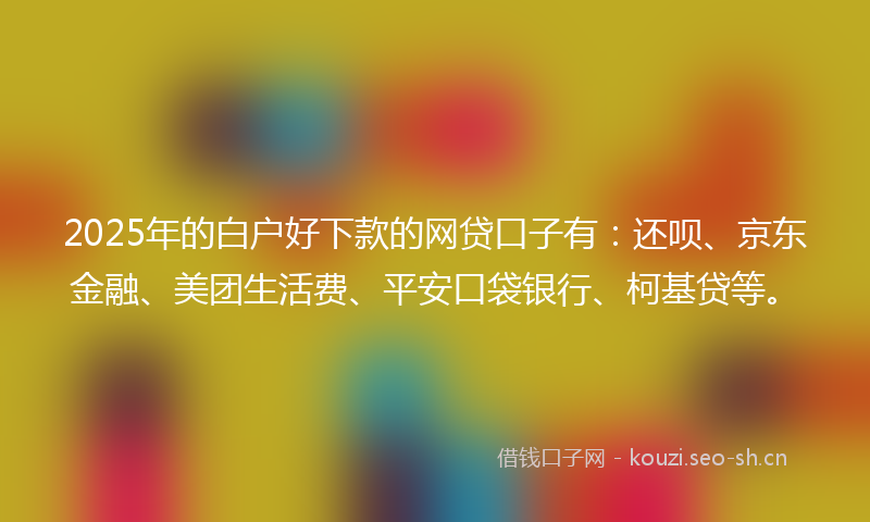 2025年的白户好下款的网贷口子有：还呗、京东金融、美团生活费、平安口袋银行、柯基贷等。