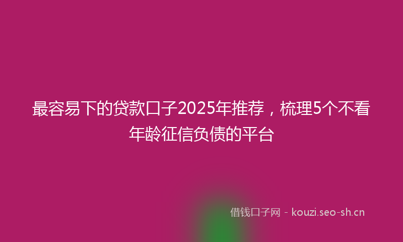 最容易下的贷款口子2025年推荐,梳理5个不看年龄征信负债的平台