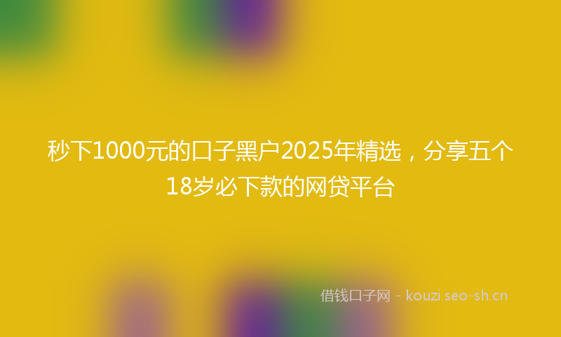 秒下1000元的口子黑户2025年精选，分享五个18岁必下款的网贷平台