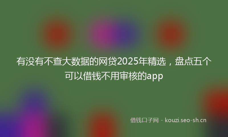 有没有不查大数据的网贷2025年精选，盘点五个可以借钱不用审核的app