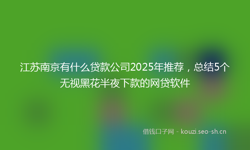 江苏南京有什么贷款公司2025年推荐，总结5个无视黑花半夜下款的网贷软件