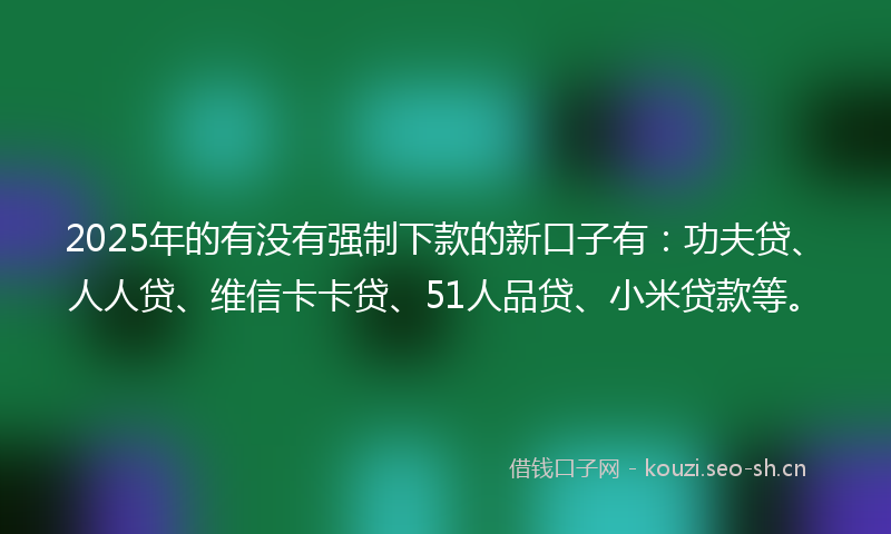 2025年的有没有强制下款的新口子有：功夫贷、人人贷、维信卡卡贷、51人品贷、小米贷款等。