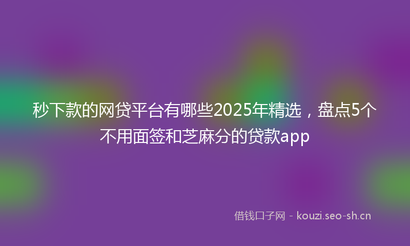 秒下款的网贷平台有哪些2025年精选，盘点5个不用面签和芝麻分的贷款app
