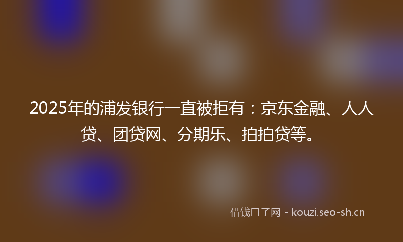 2025年的浦发银行一直被拒有：京东金融、人人贷、团贷网、分期乐、拍拍贷等。