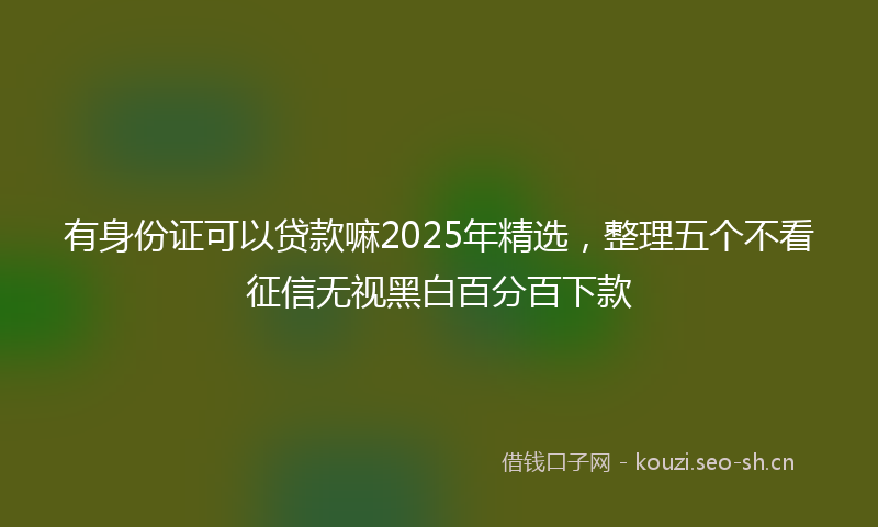 有身份证可以贷款嘛2025年精选，整理五个不看征信无视黑白百分百下款