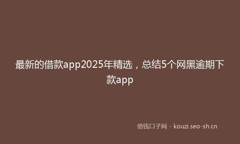 最新的借款app2025年精选，总结5个网黑逾期下款app