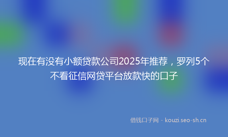 现在有没有小额贷款公司2025年推荐，罗列5个不看征信网贷平台放款快的口子
