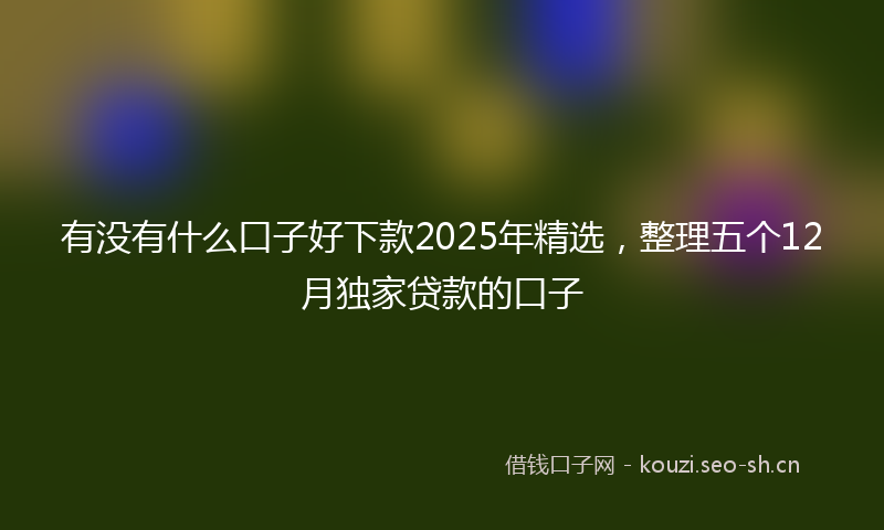 有没有什么口子好下款2025年精选，整理五个12月独家贷款的口子