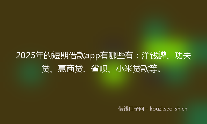 2025年的短期借款app有哪些有：洋钱罐、功夫贷、惠商贷、省呗、小米贷款等。