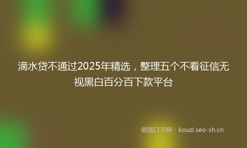 滴水贷不通过2025年精选，整理五个不看征信无视黑白百分百下款平台